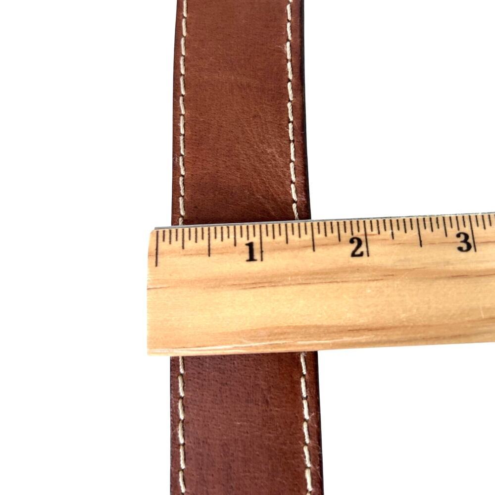 Nine & Company Leather Belt Contrast Stitch Brown Classic Casual Women M/L - Picture 5 of 8